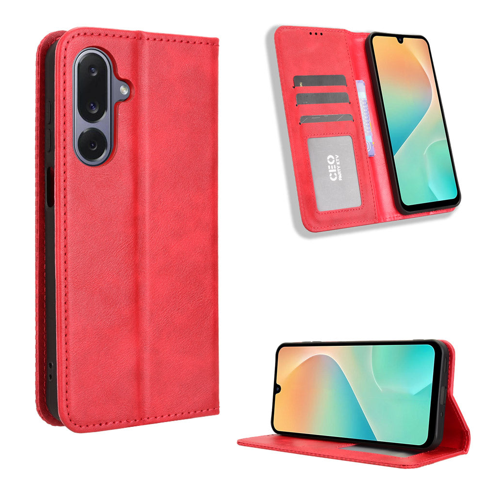 For Samsung Galaxy M36 5G Leather Case Wallet Stand Retro Texture Phone Cover