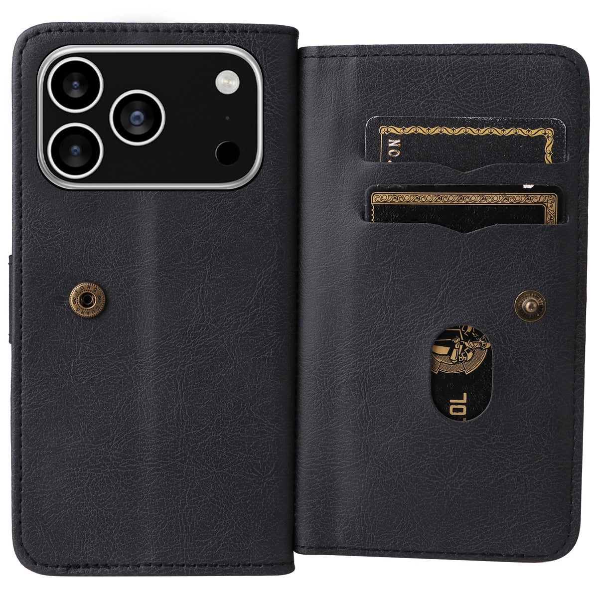 Til iPhone 18 Pro Max / 17 Pro Max Lædercover med 10 Kortlommer Telefoncover Stativ