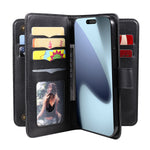 Til iPhone 18 Pro Max / 17 Pro Max Lædercover med 10 Kortlommer Telefoncover Stativ