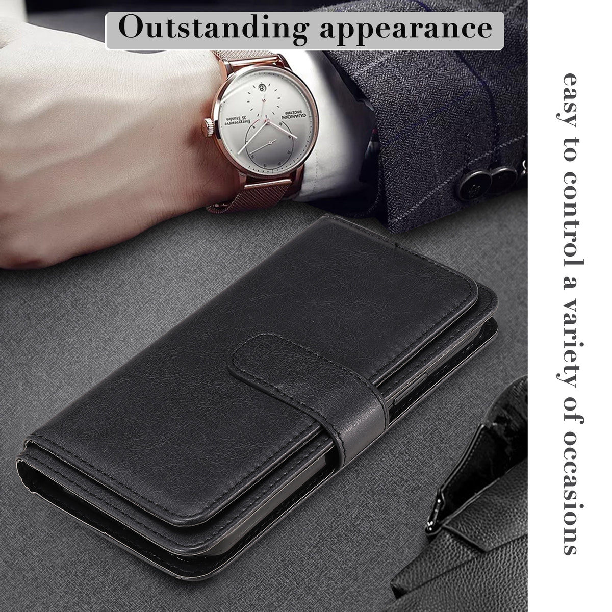 Til iPhone 18 Pro Max / 17 Pro Max Lædercover med 10 Kortlommer Telefoncover Stativ