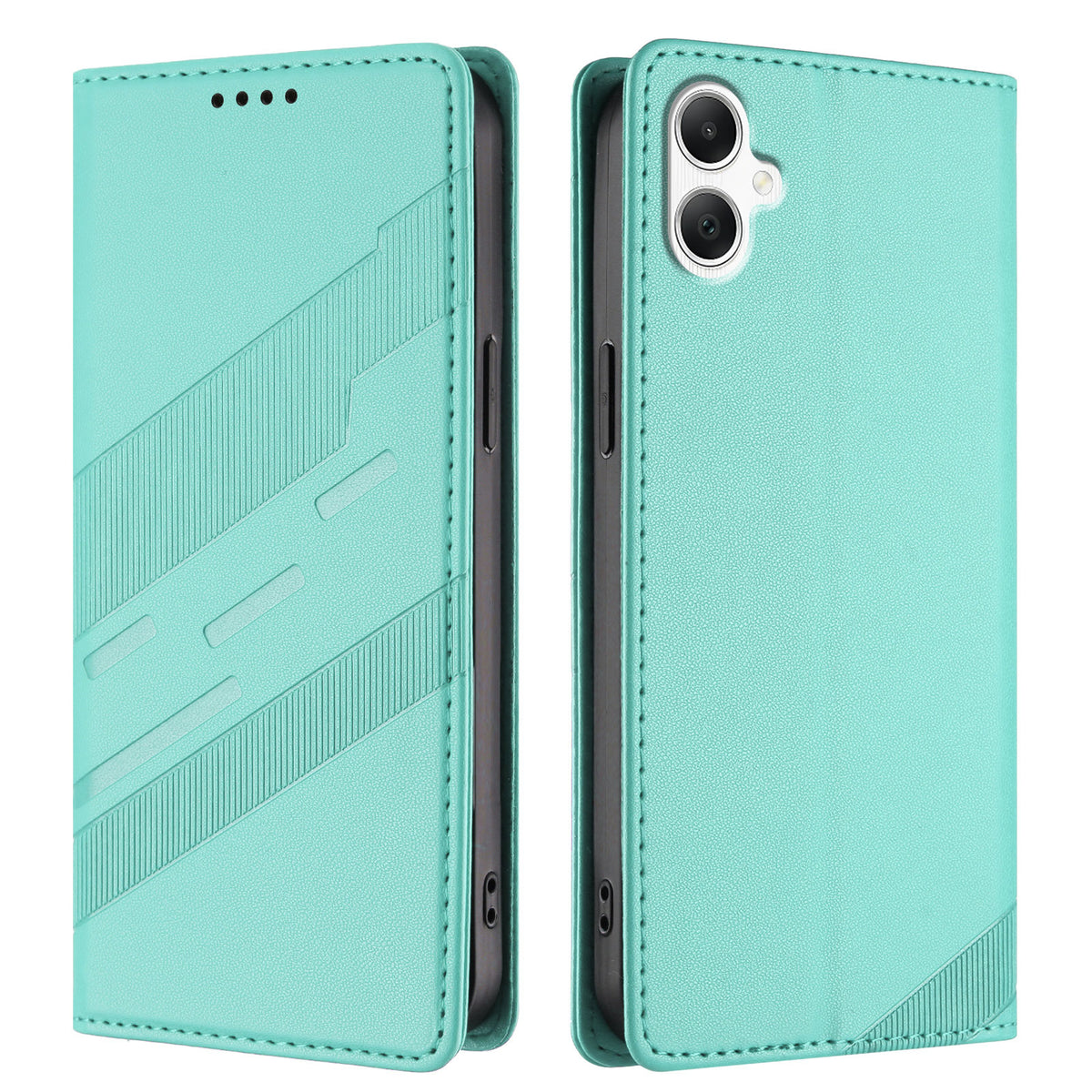 Samsung Galaxy A08 5G / A08 4G / A07 4G / A07s 4G / A06 4G / A06 5G-mobilcover, præget pungcover i punkstil og læder