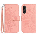 Til Samsung Galaxy M36 5G Etui Solsikkeaftryk Læderpung Telefoncover med Håndrem