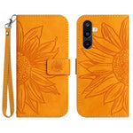 Til Samsung Galaxy M36 5G Etui Solsikkeaftryk Læderpung Telefoncover med Håndrem