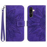 Til Samsung Galaxy M36 5G Etui Solsikkeaftryk Læderpung Telefoncover med Håndrem