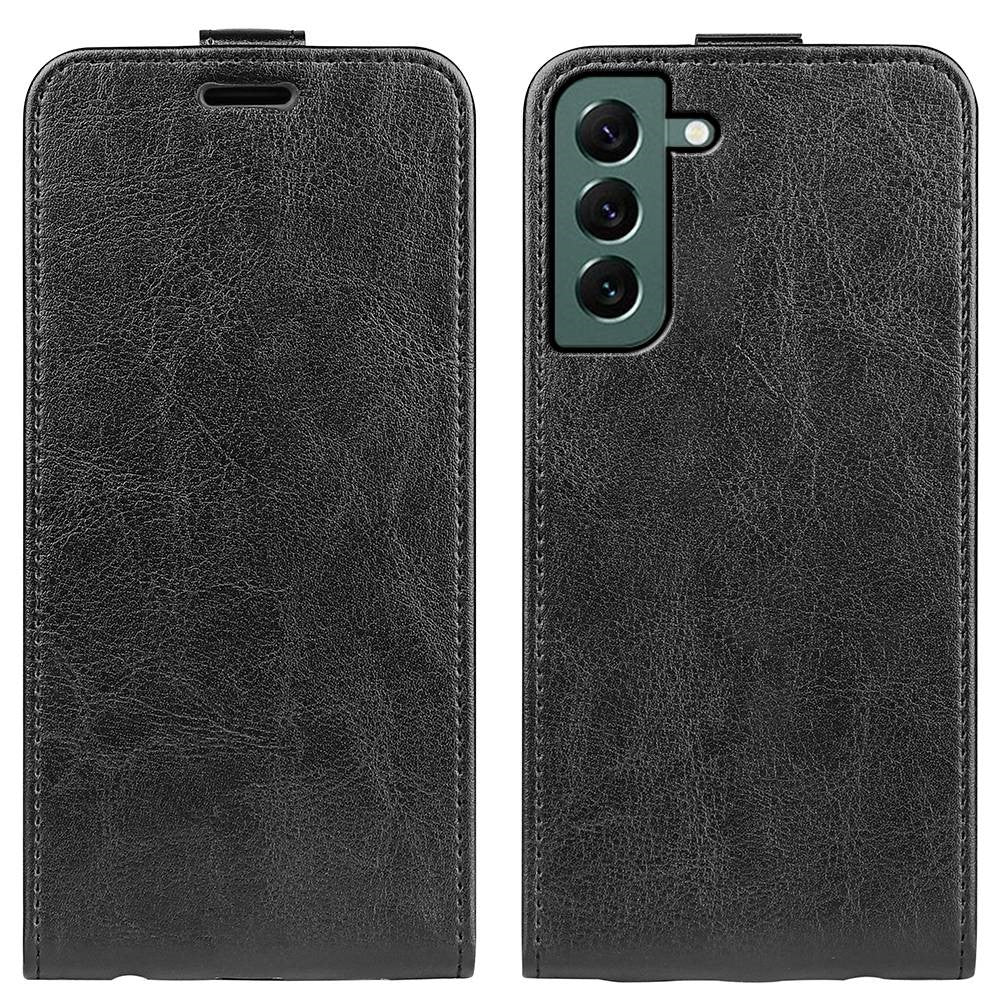 For Samsung Galaxy S23+ Anti-scratch PU Leather Phone Case Magnetic Closure Vertical Flip Crazy Horse Texture Card Holder Phone Shell