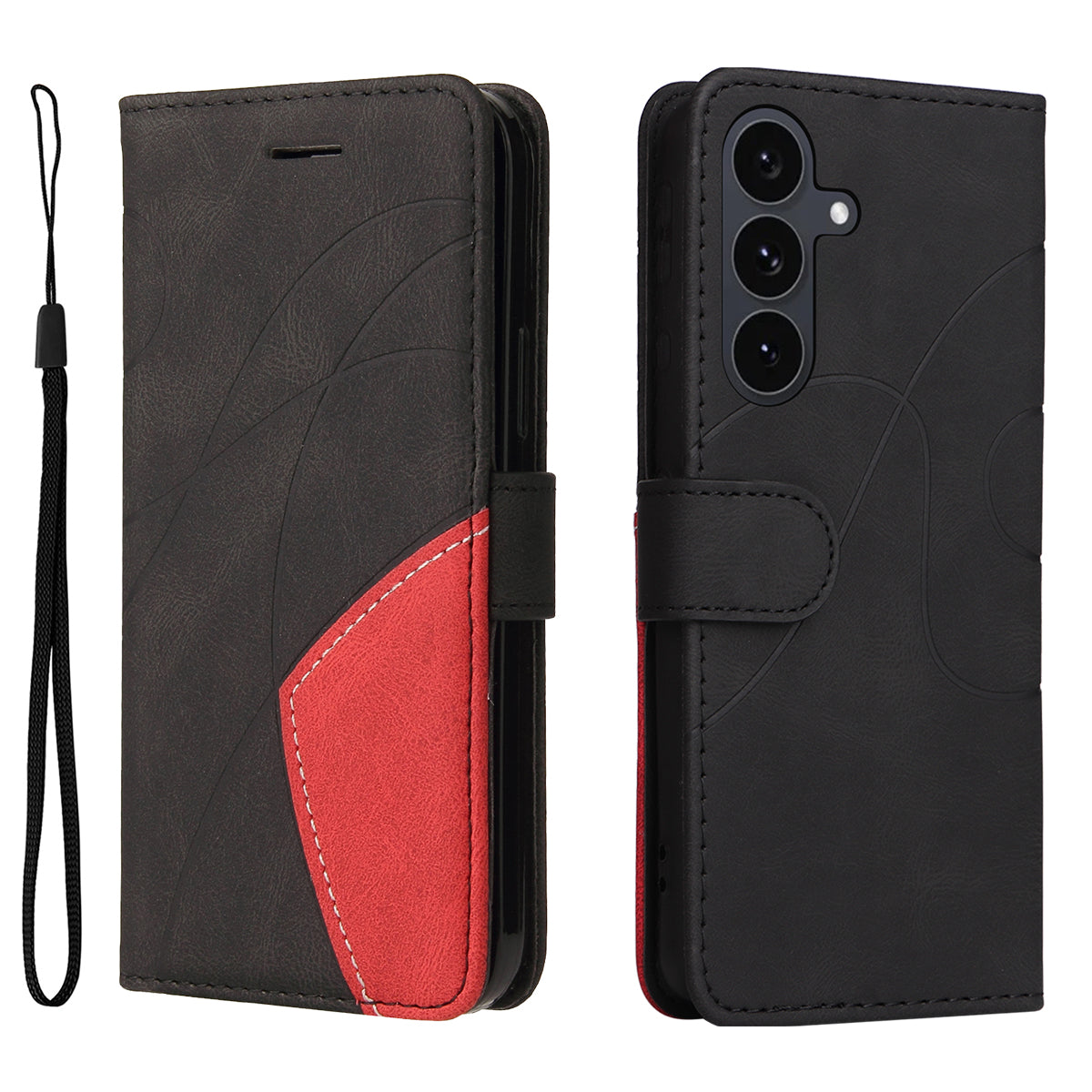 For Samsung Galaxy S25 FE Leather Phone Case Stand Wallet with Bi-colour Splicing Design