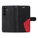 For Samsung Galaxy S25 FE Leather Phone Case Stand Wallet with Bi-colour Splicing Design
