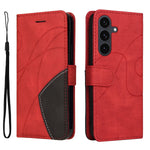 For Samsung Galaxy S25 FE Leather Phone Case Stand Wallet with Bi-colour Splicing Design