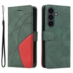 For Samsung Galaxy S25 FE Leather Phone Case Stand Wallet with Bi-colour Splicing Design