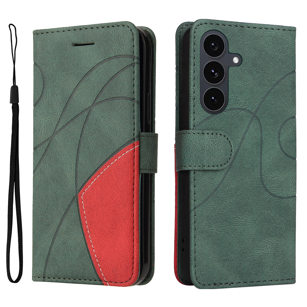 For Samsung Galaxy S25 FE Leather Phone Case Stand Wallet with Bi-colour Splicing Design