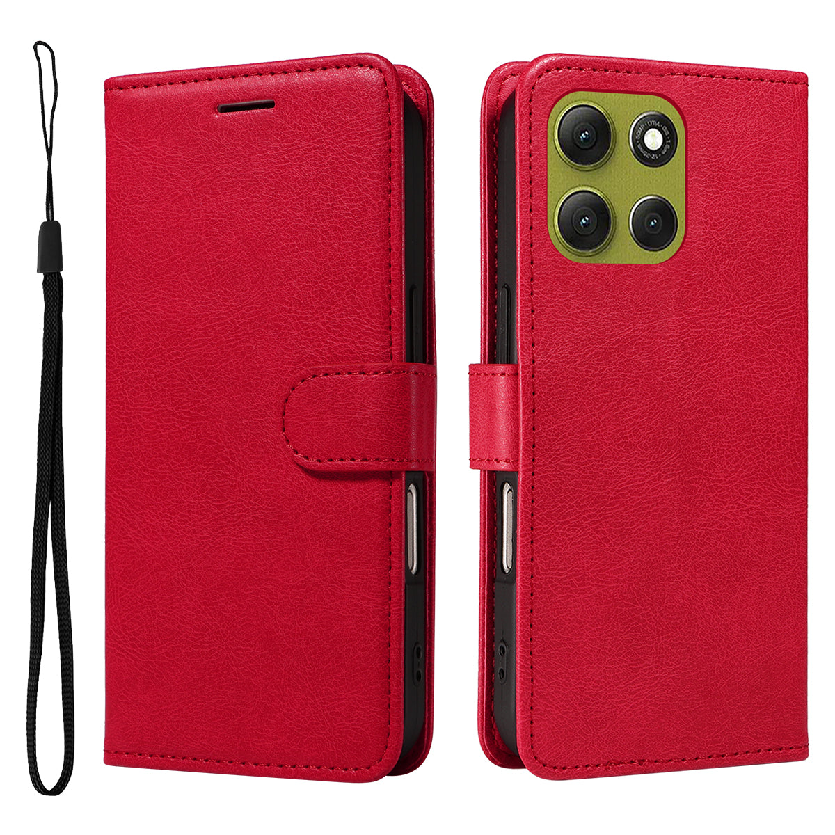 For Motorola Moto G86 5G / G86 Power 5G Leather Wallet Case with Strap Solid Color Phone Stand Cover
