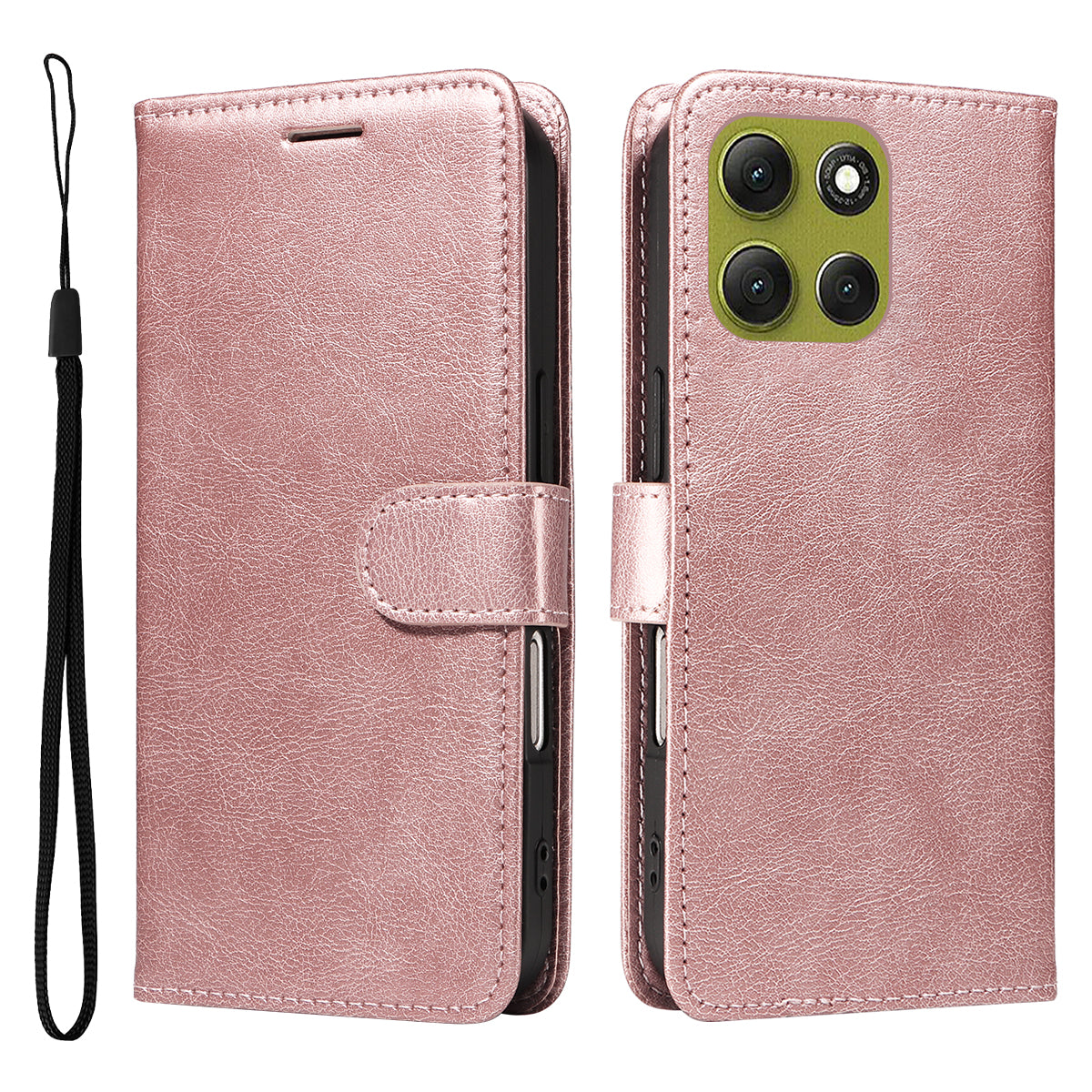 For Motorola Moto G86 5G / G86 Power 5G Leather Wallet Case with Strap Solid Color Phone Stand Cover