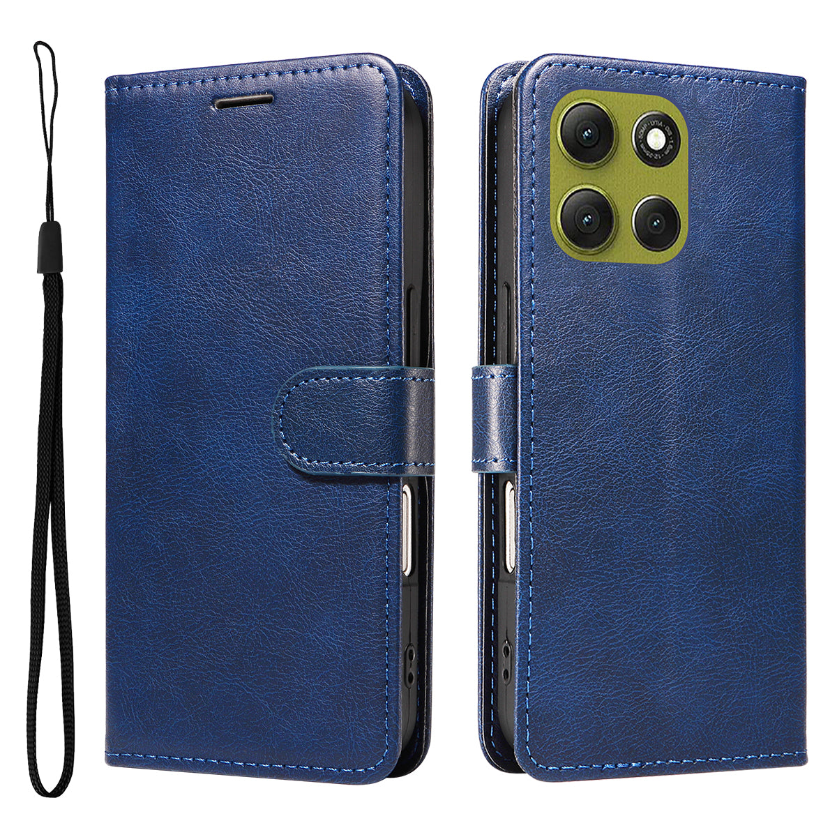 For Motorola Moto G86 5G / G86 Power 5G Leather Wallet Case with Strap Solid Color Phone Stand Cover