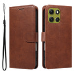 For Motorola Moto G86 5G / G86 Power 5G Leather Wallet Case with Strap Solid Color Phone Stand Cover