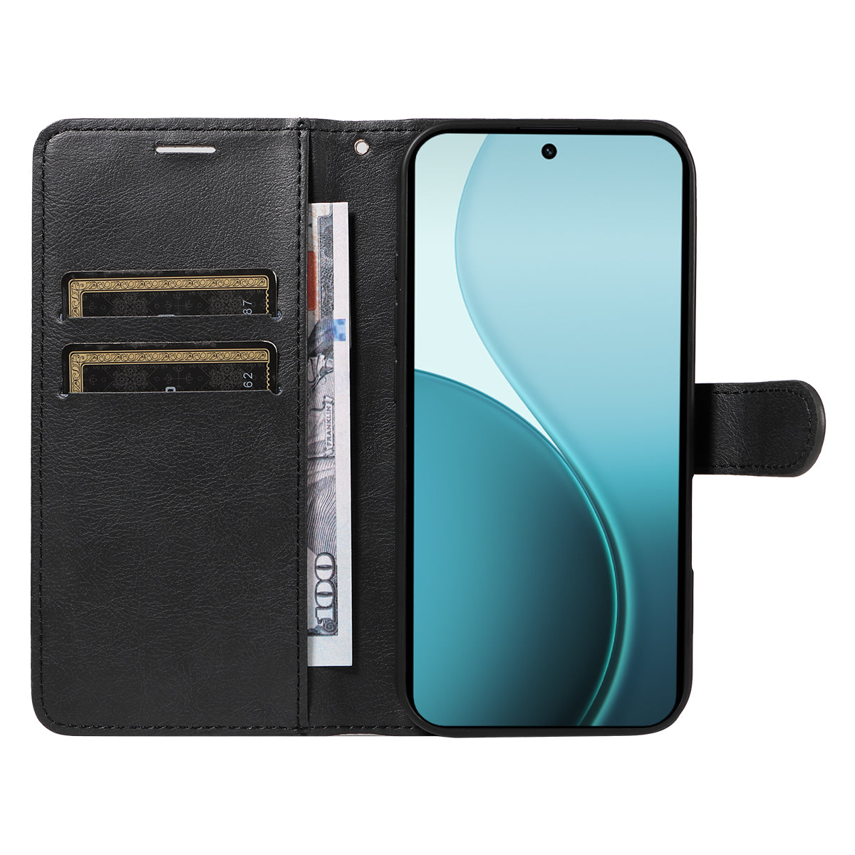 For Oppo Reno14 Pro 5G (China) / Oppo Reno14 Pro 5G (Global) Leather Wallet Case with Strap Solid Color Phone Stand Cover