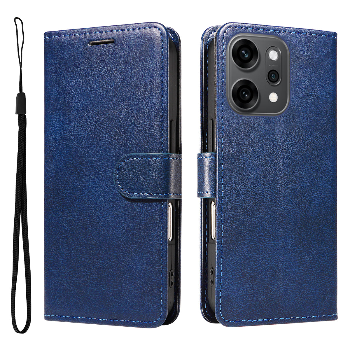 For Oppo Reno14 Pro 5G (China) / Oppo Reno14 Pro 5G (Global) Leather Wallet Case with Strap Solid Color Phone Stand Cover