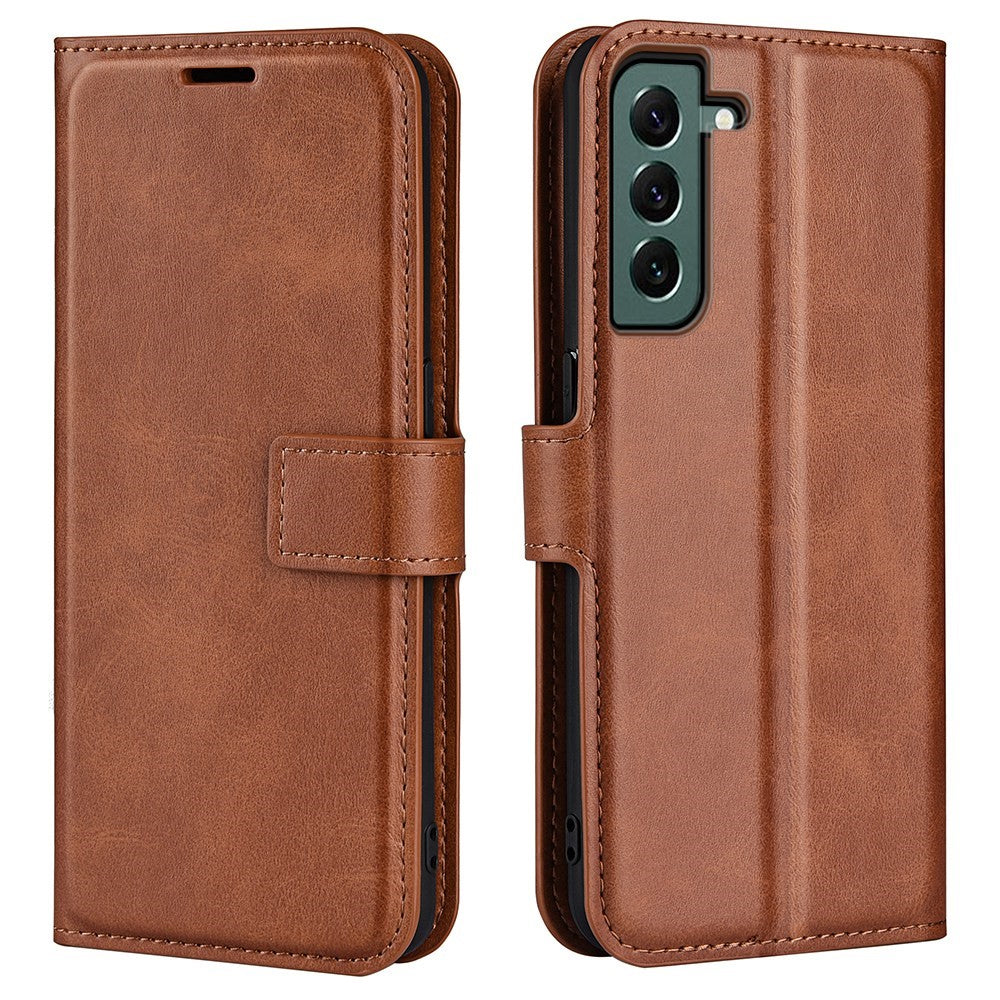 For Samsung Galaxy S23+ Anti-fingerprint Calf Texture Stand Wallet PU Leather Case Square Magnetic Clasp Flip Phone Cover