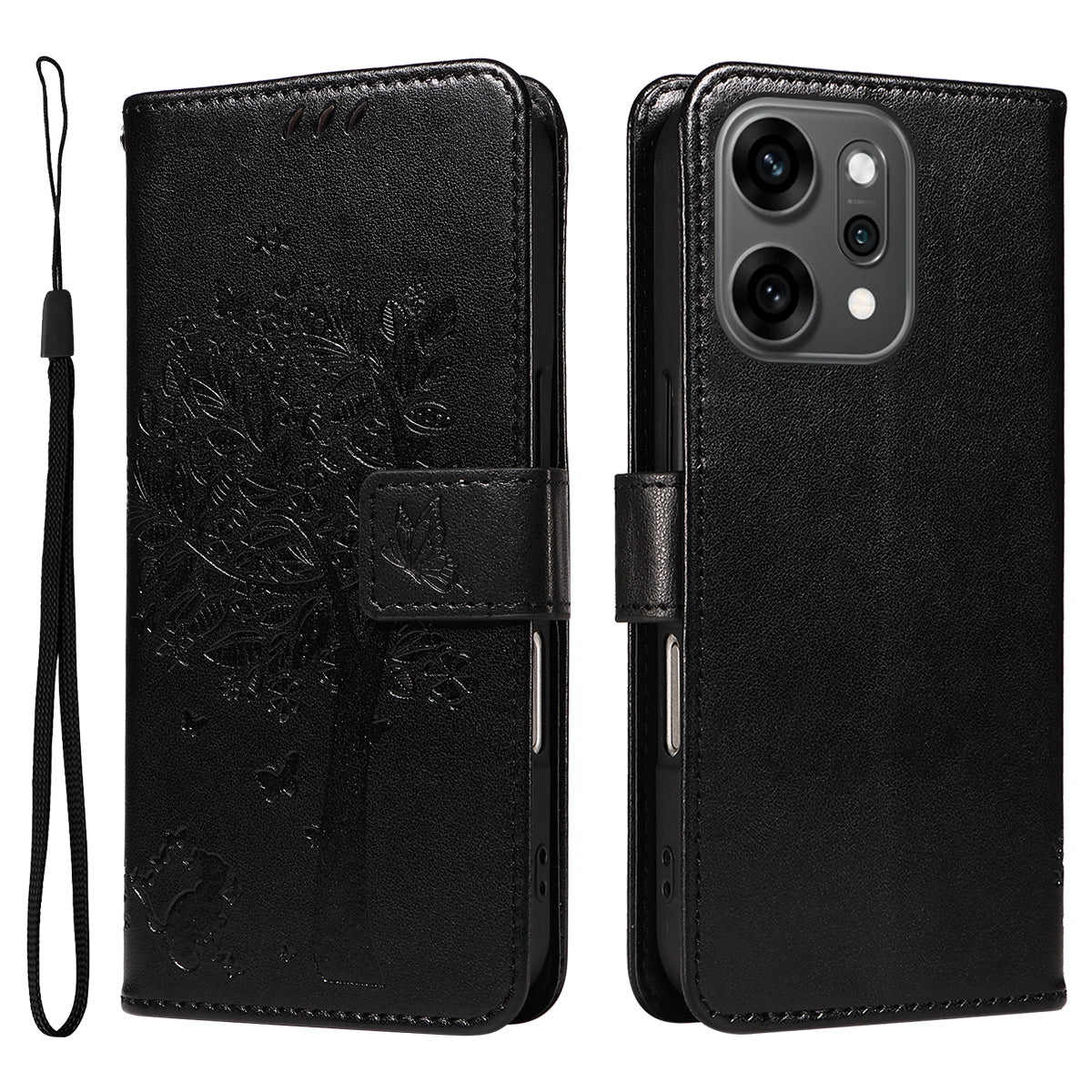 For Oppo Reno14 Pro 5G (China) / Oppo Reno14 Pro 5G (Global) Phone Case with Stand Cat Tree Pattern Leather Wallet Mobile Cover