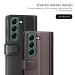 For Samsung Galaxy S23+ Case Genuine Split Leather Phone Cover with Wallet Stand