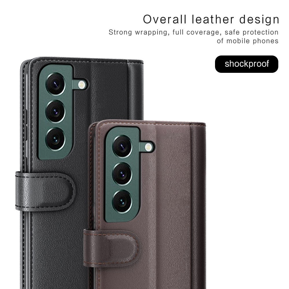 For Samsung Galaxy S23+ Case Genuine Split Leather Phone Cover with Wallet Stand