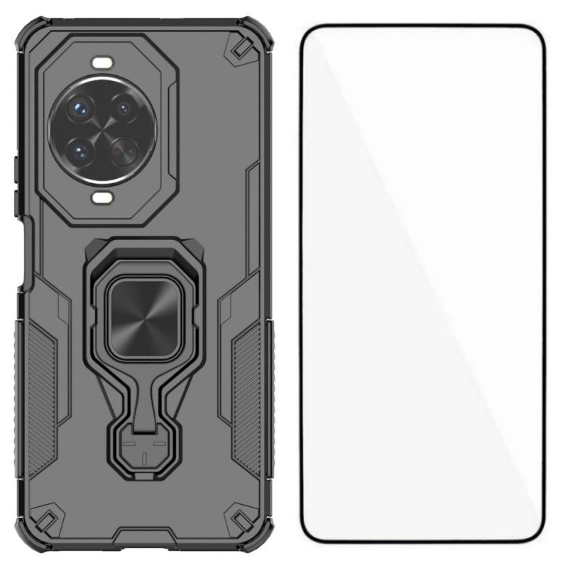 WANLONFENG For Huawei nova 14 Pro 5G Phone Case  PC TPU Back Cover Kickstand with Tempered Glass