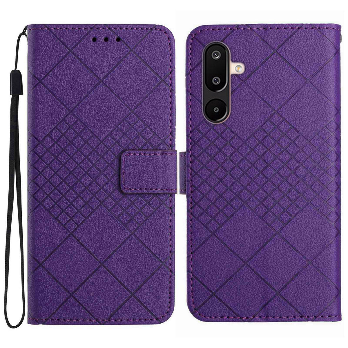 Til Samsung Galaxy M36 5G Etui Pung Præg PU Læder Flip Folio Telefon Cover