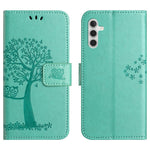 For Samsung Galaxy S25 FE Case PU Leather Owl Tree Imprinted Wallet Phone Cover with Strap