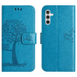 For Samsung Galaxy S25 FE Case PU Leather Owl Tree Imprinted Wallet Phone Cover with Strap