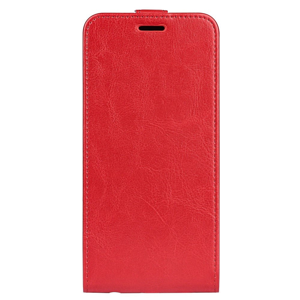 Samsung Galaxy S23 Vertikalt Flip mobilskal Anti-fall Crazy Horse Texture Korthållare Läderskyddande Fodral