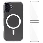 WANLONFENG LM1 Series Til iPhone 17 Klart Cover Kompatibelt med MagSafe med 2 stk. Skærmbeskyttere (Stort Linsehul)