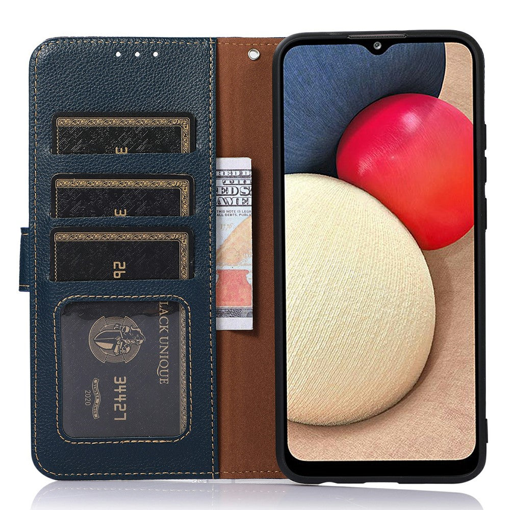 KHAZNEH For Samsung Galaxy S25 FE Case RFID Blocking Wallet Litchi Texture PU Leather Phone Cover with Strap