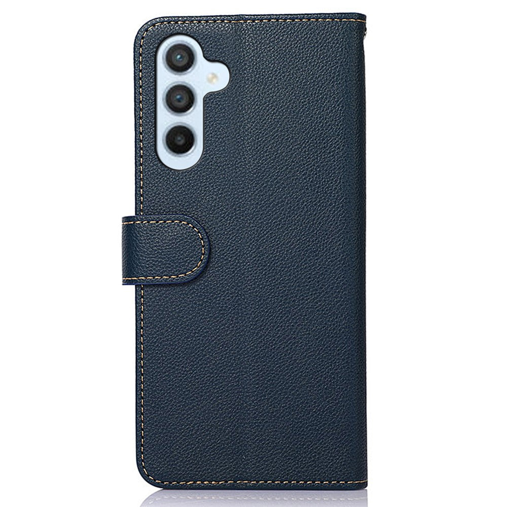 KHAZNEH For Samsung Galaxy S25 FE Case RFID Blocking Wallet Litchi Texture PU Leather Phone Cover with Strap