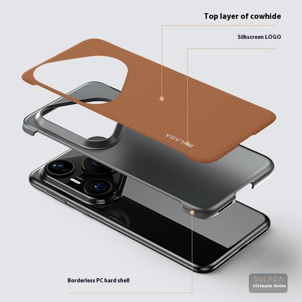 SULADA For Huawei Pura 80 Pro / 80 Pro+ Case Genuine Cow Leather Frameless Phone Back Cover