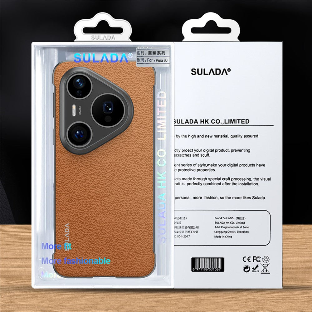 SULADA For Huawei Pura 80 Pro / 80 Pro+ Case Genuine Cow Leather Frameless Phone Back Cover