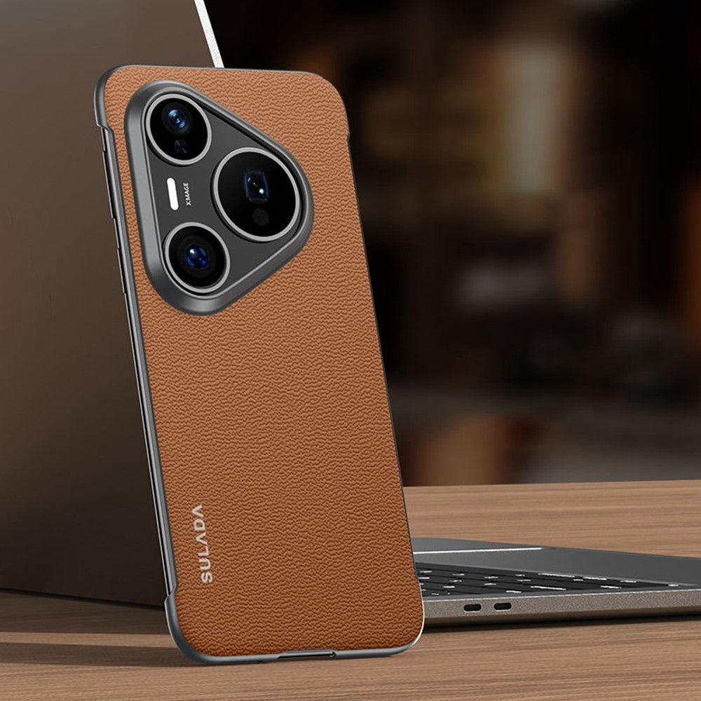 SULADA For Huawei Pura 80 Ultra Case Genuine Cow Leather Frameless Phone Back Cover