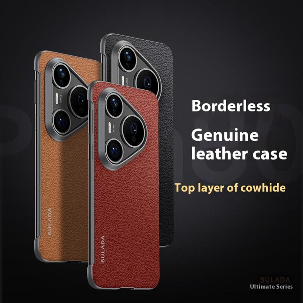 SULADA For Huawei Pura 80 Ultra Case Genuine Cow Leather Frameless Phone Back Cover