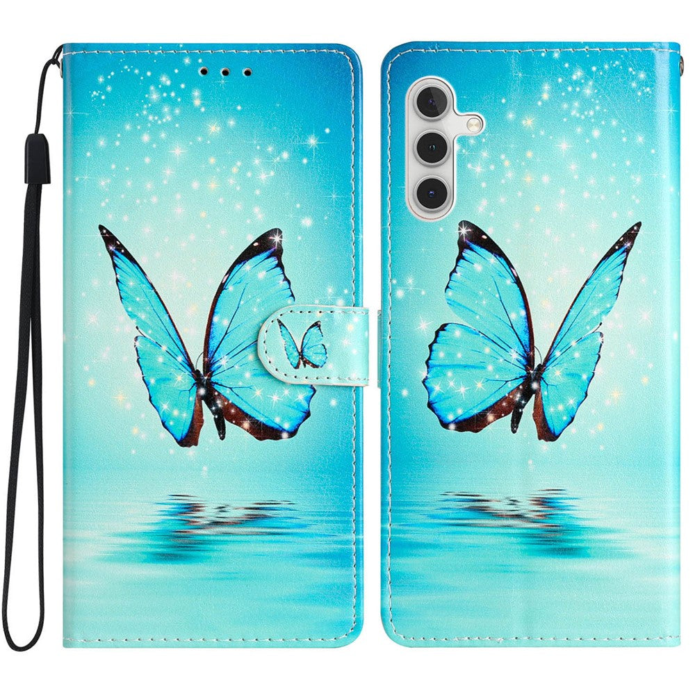 Til Samsung Galaxy M36 5G Pung Etui i PU-læder med mønsterprint, standerfunktion og rem
