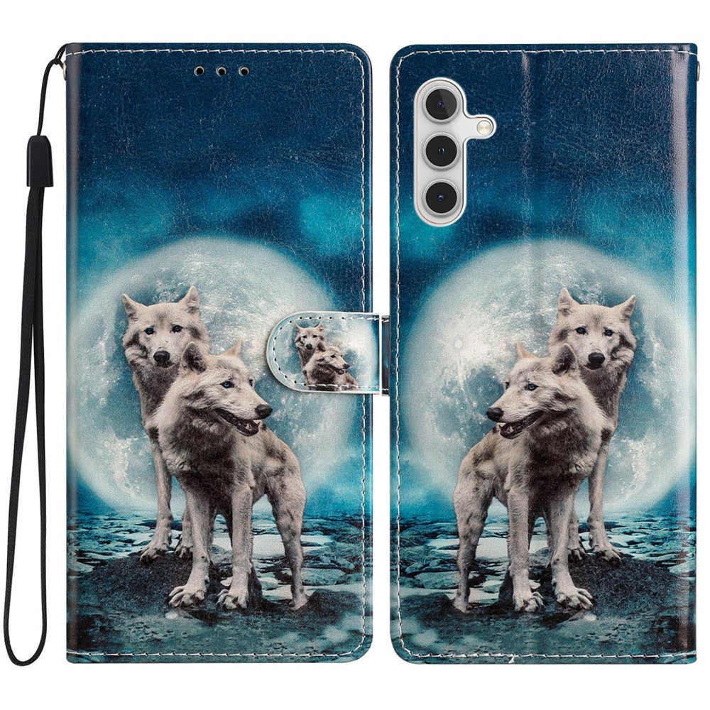 Til Samsung Galaxy M36 5G Pung Etui i PU-læder med mønsterprint, standerfunktion og rem