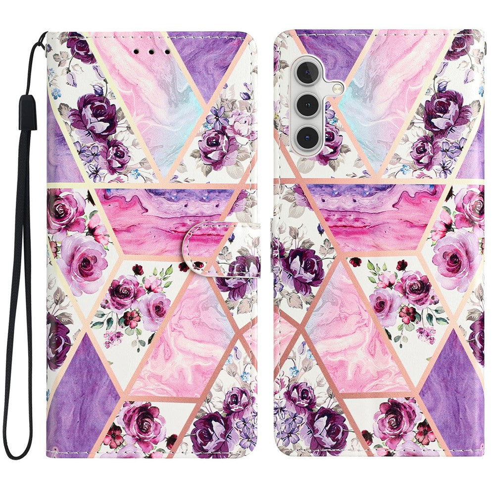 Til Samsung Galaxy M36 5G Pung Etui i PU-læder med mønsterprint, standerfunktion og rem