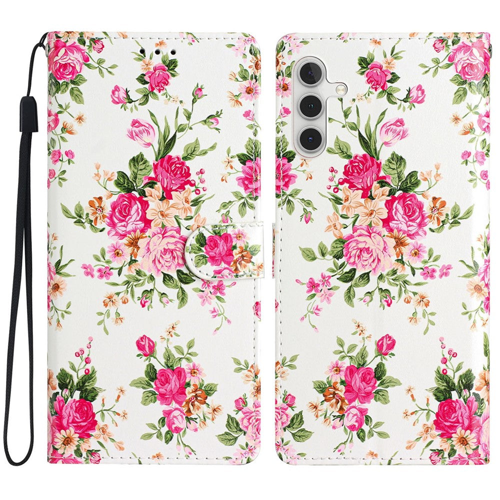 Til Samsung Galaxy M36 5G Pung Etui i PU-læder med mønsterprint, standerfunktion og rem