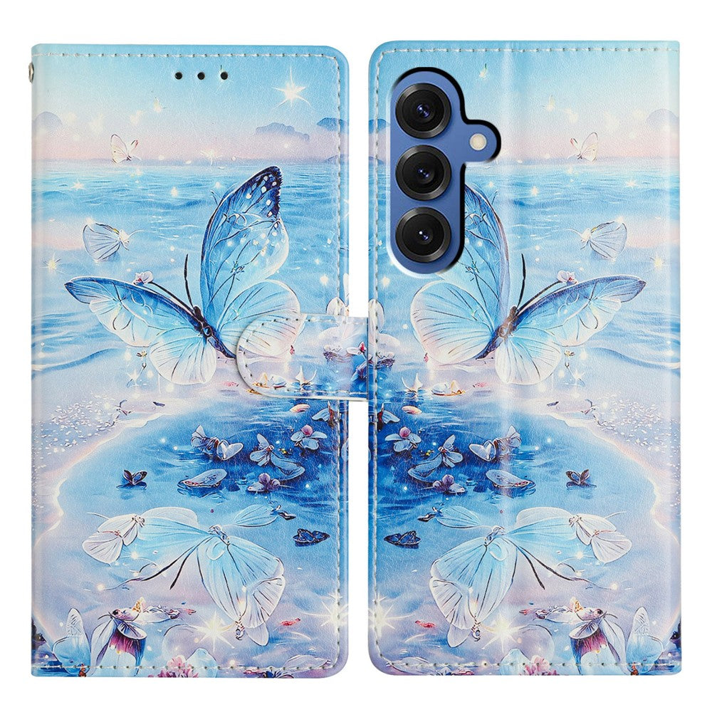 For Samsung Galaxy S25 FE Case Pattern Printing Wallet Stand Flip Leather Phone Cover with Strap