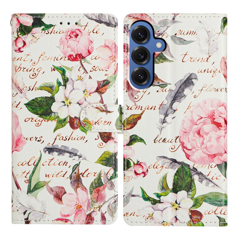 Til Samsung Galaxy M36 5G Etui Mønstertryk Tegnebog Stativ Flip Læder Telefoncover med Rem