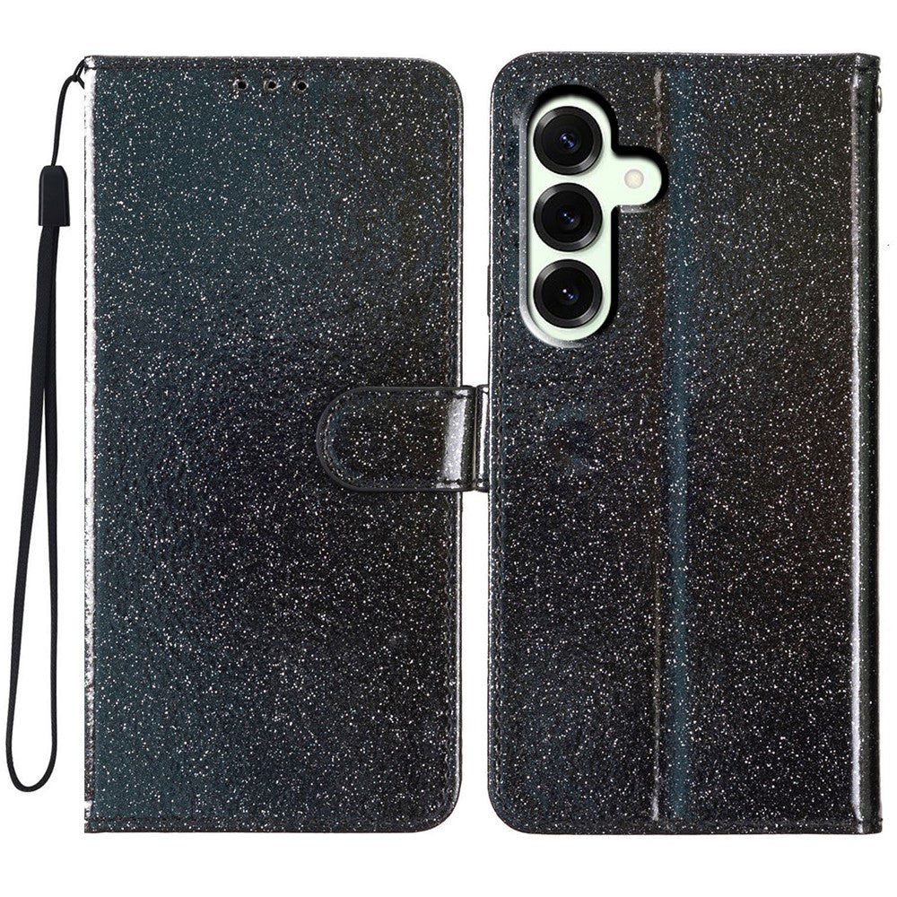 For Samsung Galaxy M36 5G Wallet Case Glitter Anti-Scratch Leather Stand Phone Cover with Strap