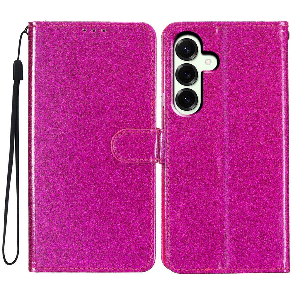 For Samsung Galaxy M36 5G Wallet Case Glitter Anti-Scratch Leather Stand Phone Cover with Strap