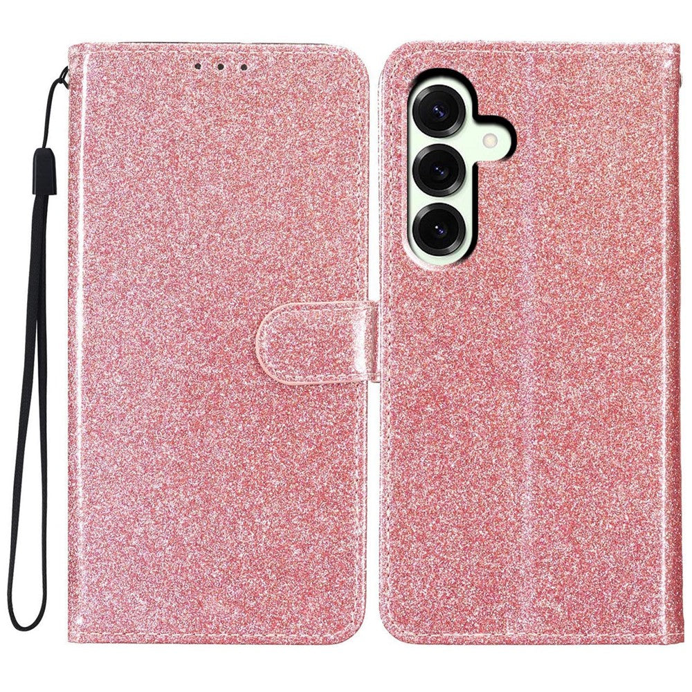 For Samsung Galaxy M36 5G Wallet Case Glitter Anti-Scratch Leather Stand Phone Cover with Strap