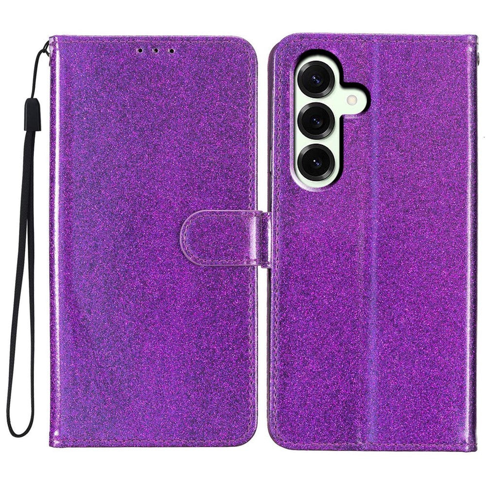 For Samsung Galaxy M36 5G Wallet Case Glitter Anti-Scratch Leather Stand Phone Cover with Strap
