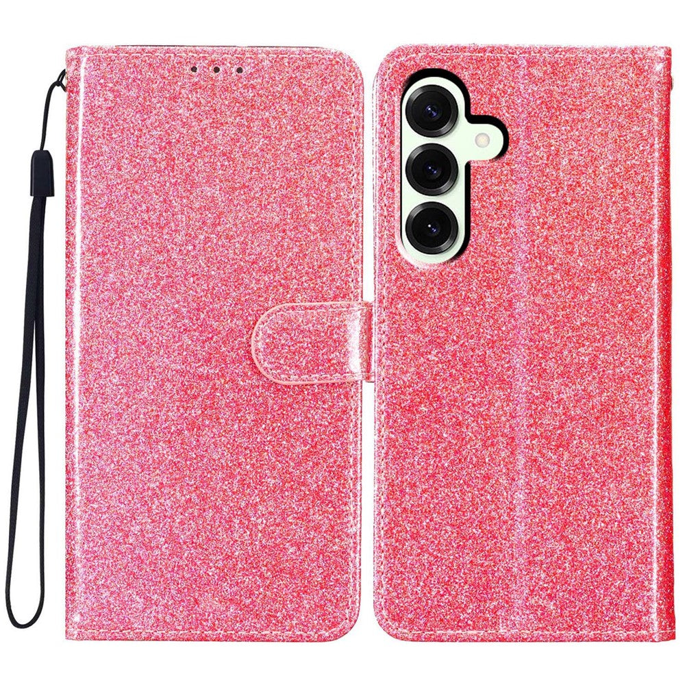 For Samsung Galaxy M36 5G Wallet Case Glitter Anti-Scratch Leather Stand Phone Cover with Strap