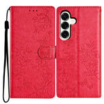 For Samsung Galaxy M36 5G Wallet Phone Case Butterfly Floral Imprint Leather Flip Cover with Strap