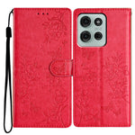 For Motorola Moto G86 5G Wallet Phone Case Butterfly Floral Imprint Leather Flip Cover with Strap