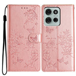For Motorola Moto G86 5G Wallet Phone Case Butterfly Floral Imprint Leather Flip Cover with Strap